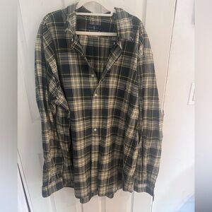 Polo Ralph Lauren Shirt 3XLT Tall Custom Fit Long Sleeve Green Yellow Plaid
